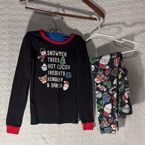 Festive Kids Pajama Set with Red and Black Design